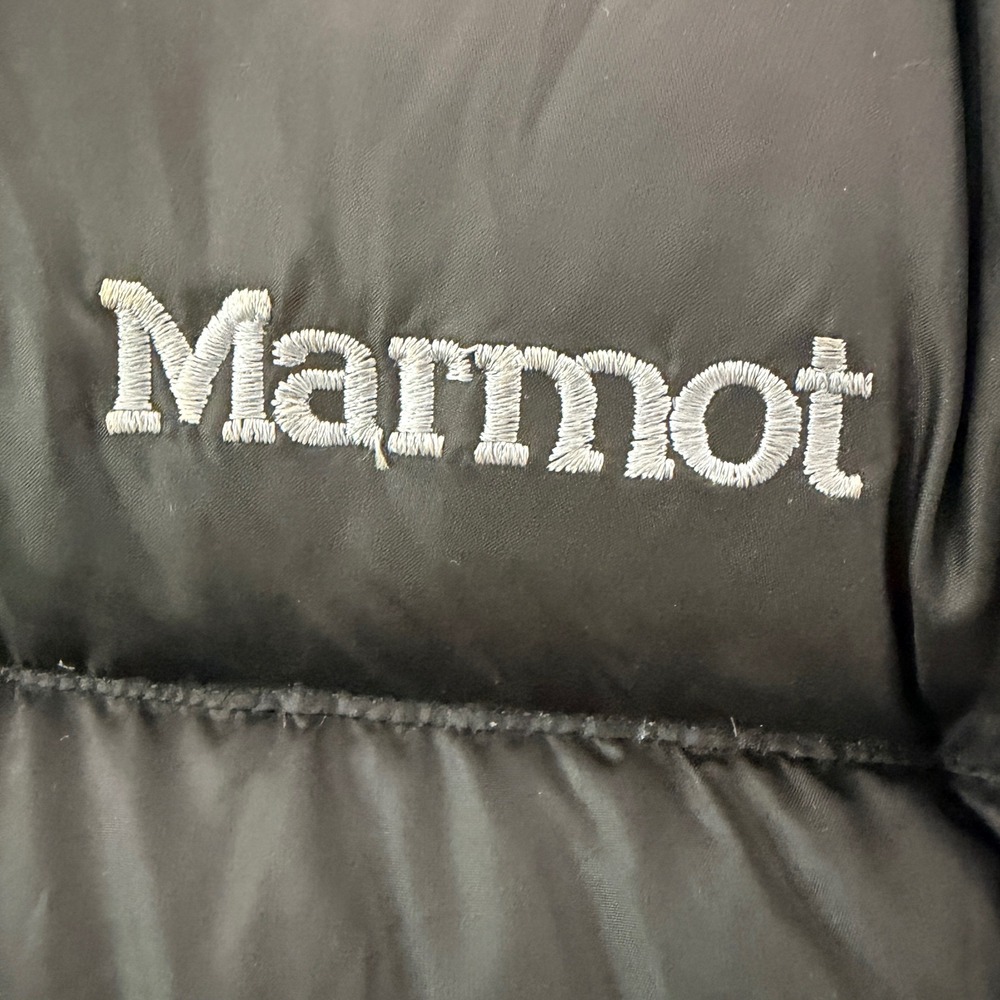 Marmot Mens Black Goose Down Puffer Jacket Coat Large Full Zip Winter Outdoor - Picture 8 of 16